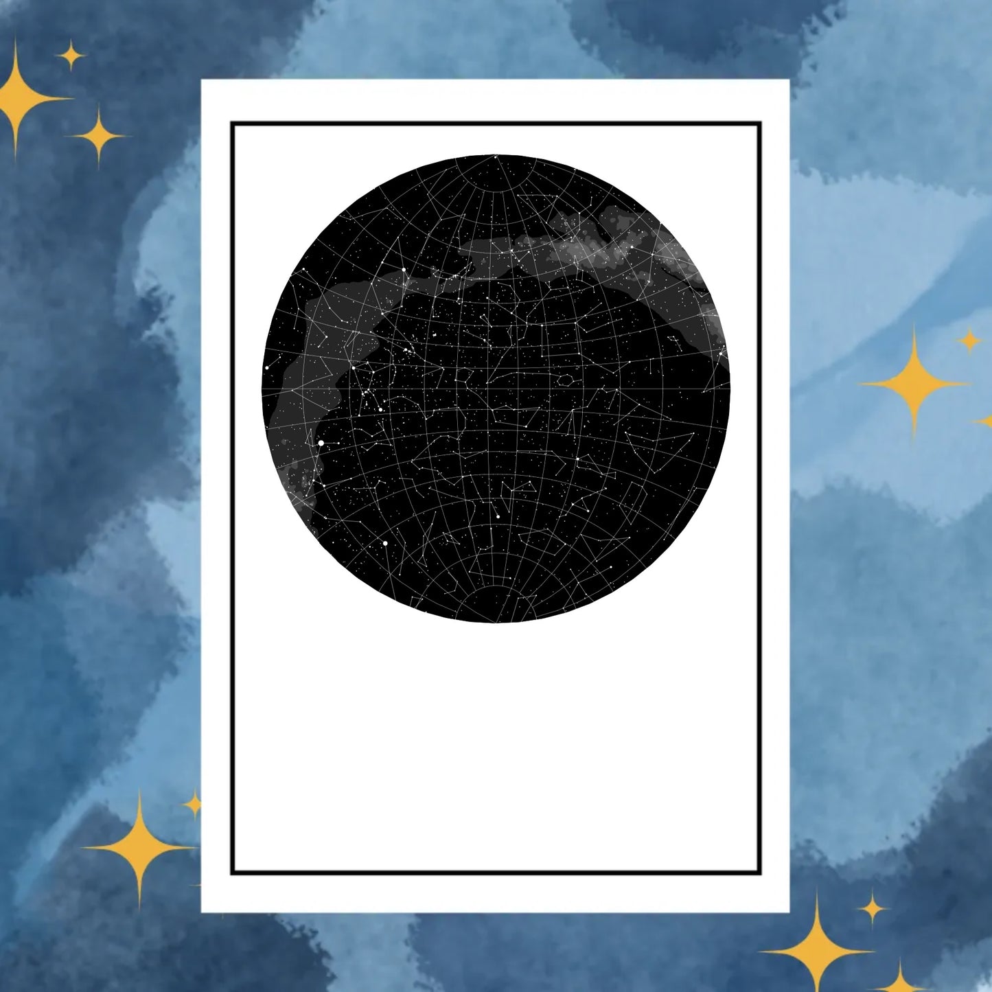 Einzigartige Sternkarten und Sternbildgeschenke: Personalisierte Sternkarte mit einem detaillierten Nachthimmel-Design.
